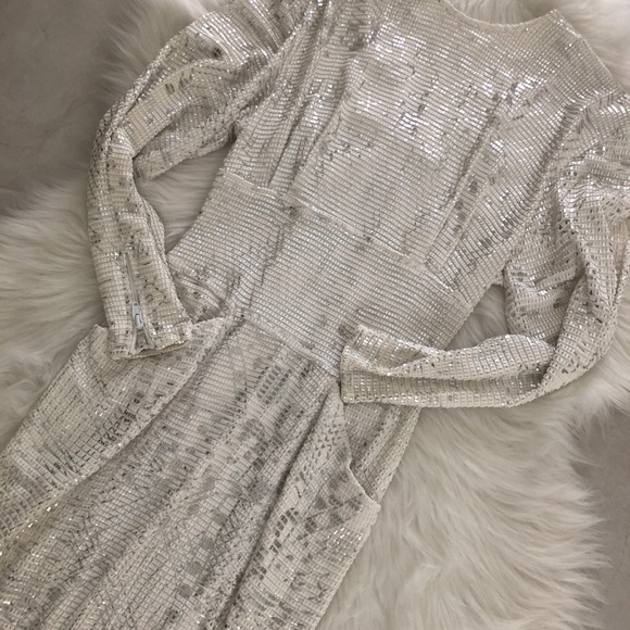 Vintage White & Silver Janine Dress, size Small - Picture 6 of 8